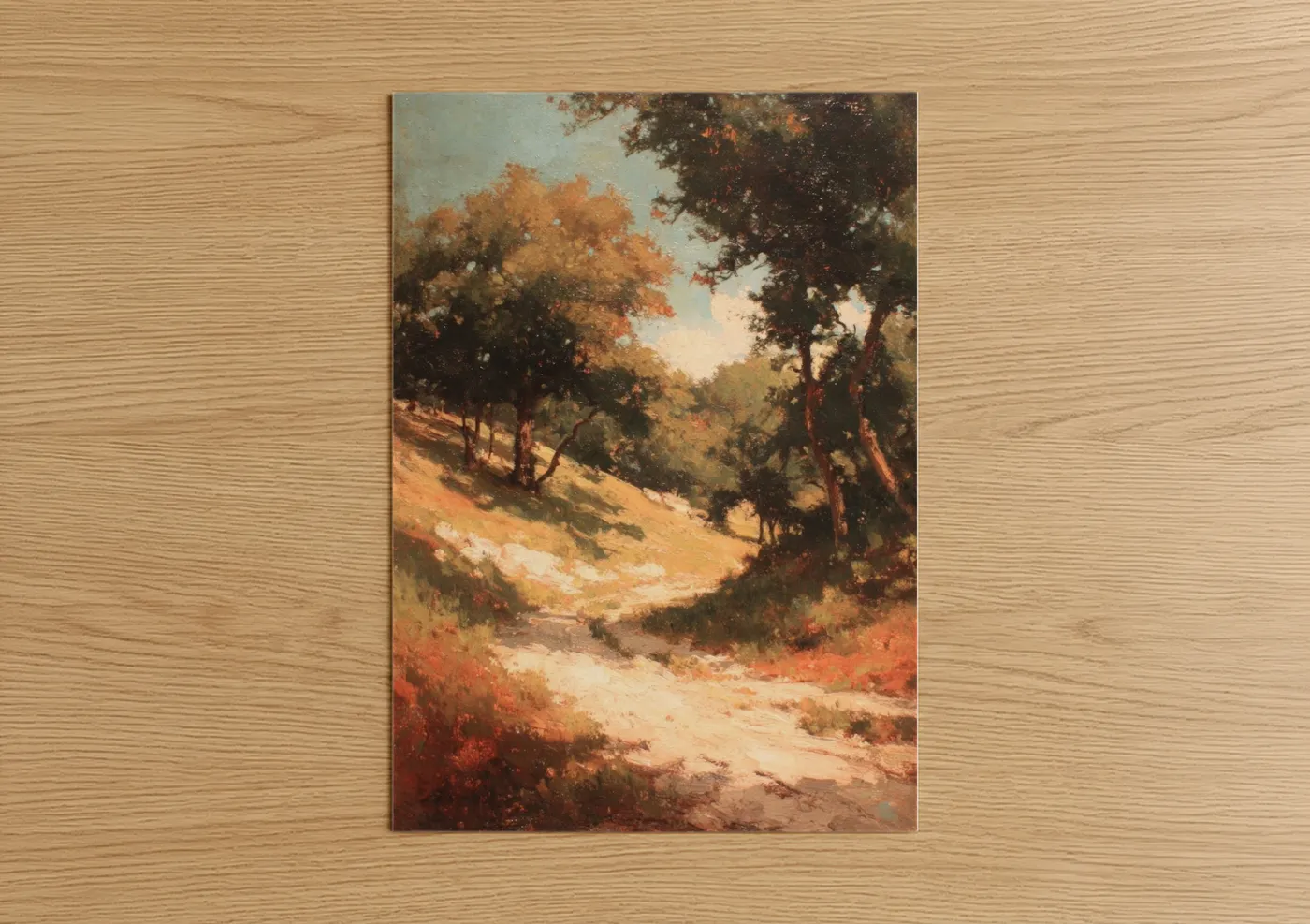 Golden Oak Forest Landscape Painting Wall Art