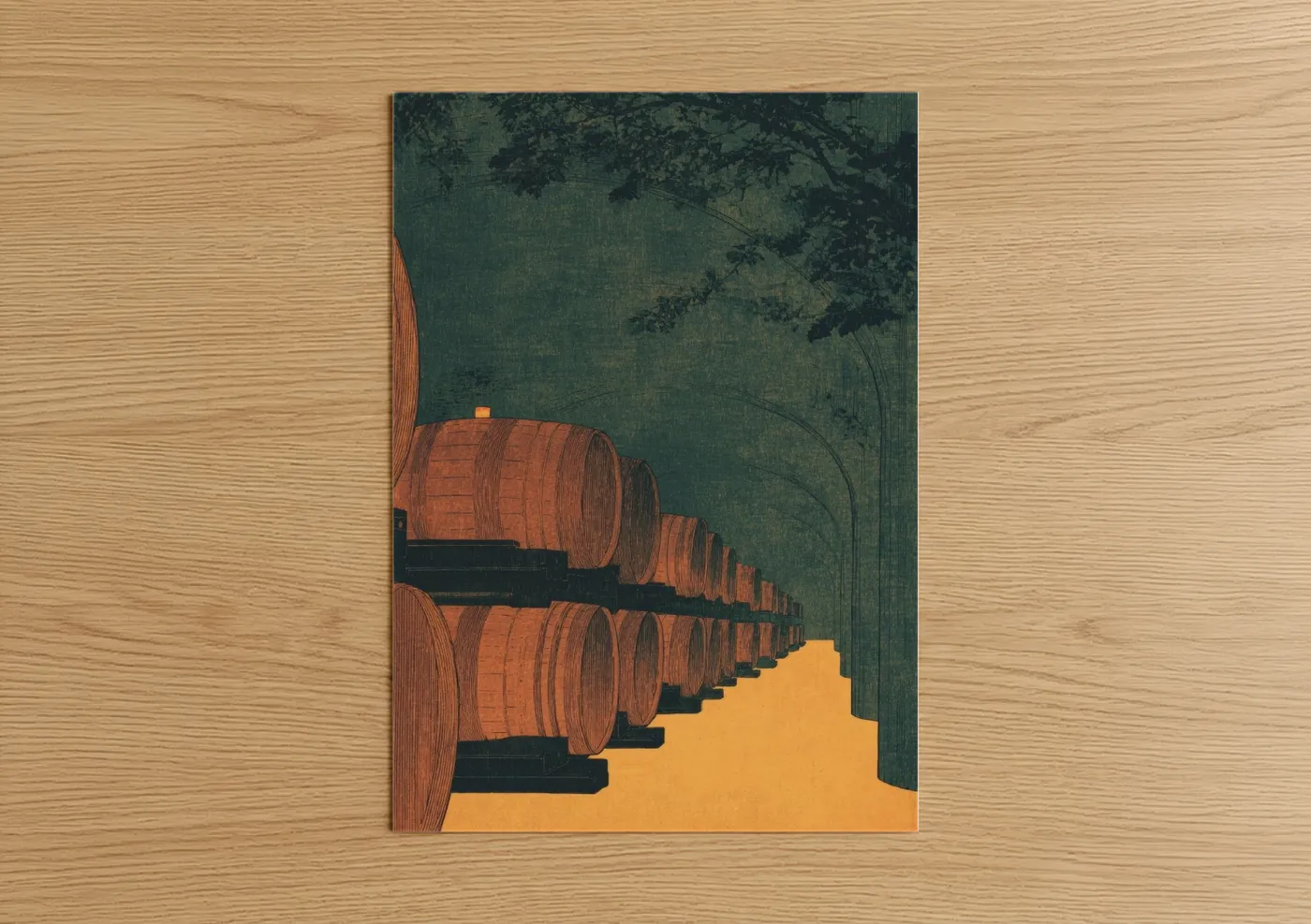 Vineyard Cellar Wooden Barrels Wall Art