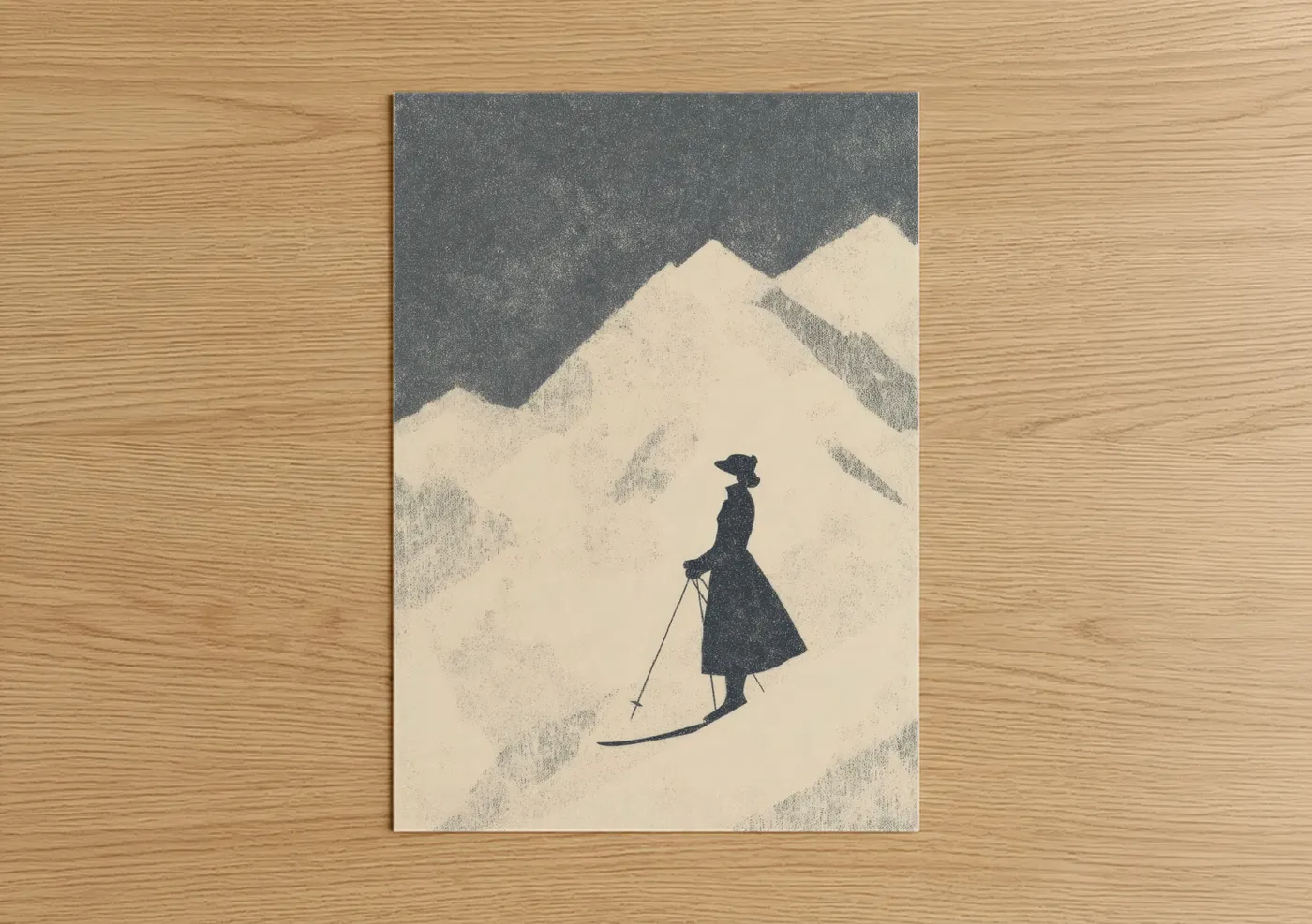 Solitary Skier Mountain Winter Wall Art