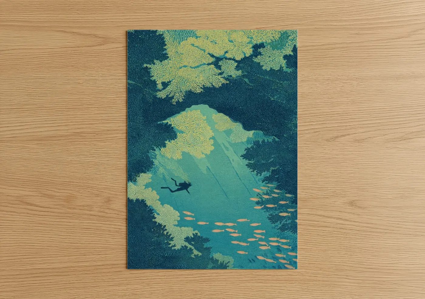 Coral Reef Diver Snorkeling Adventure Wall Art