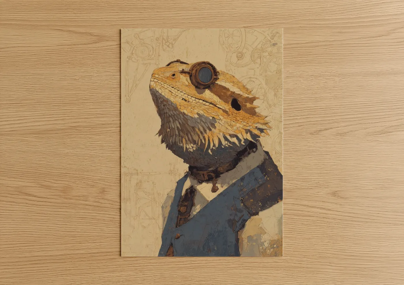 Steampunk Lizard With Goggles Wall Art