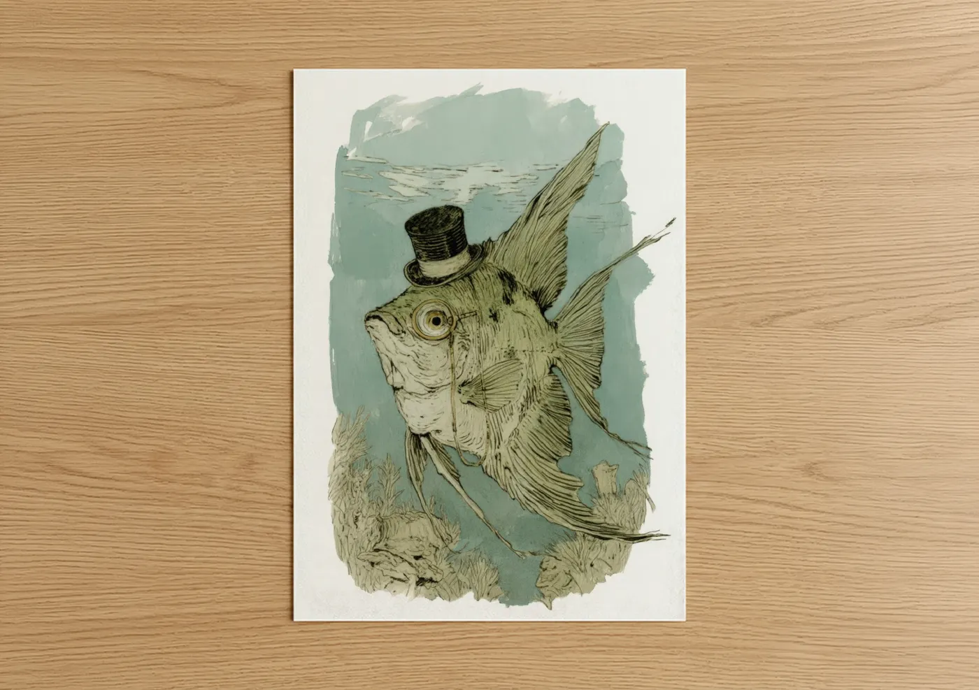 Dapper Angel Fish Vintage Illustration Wall Art
