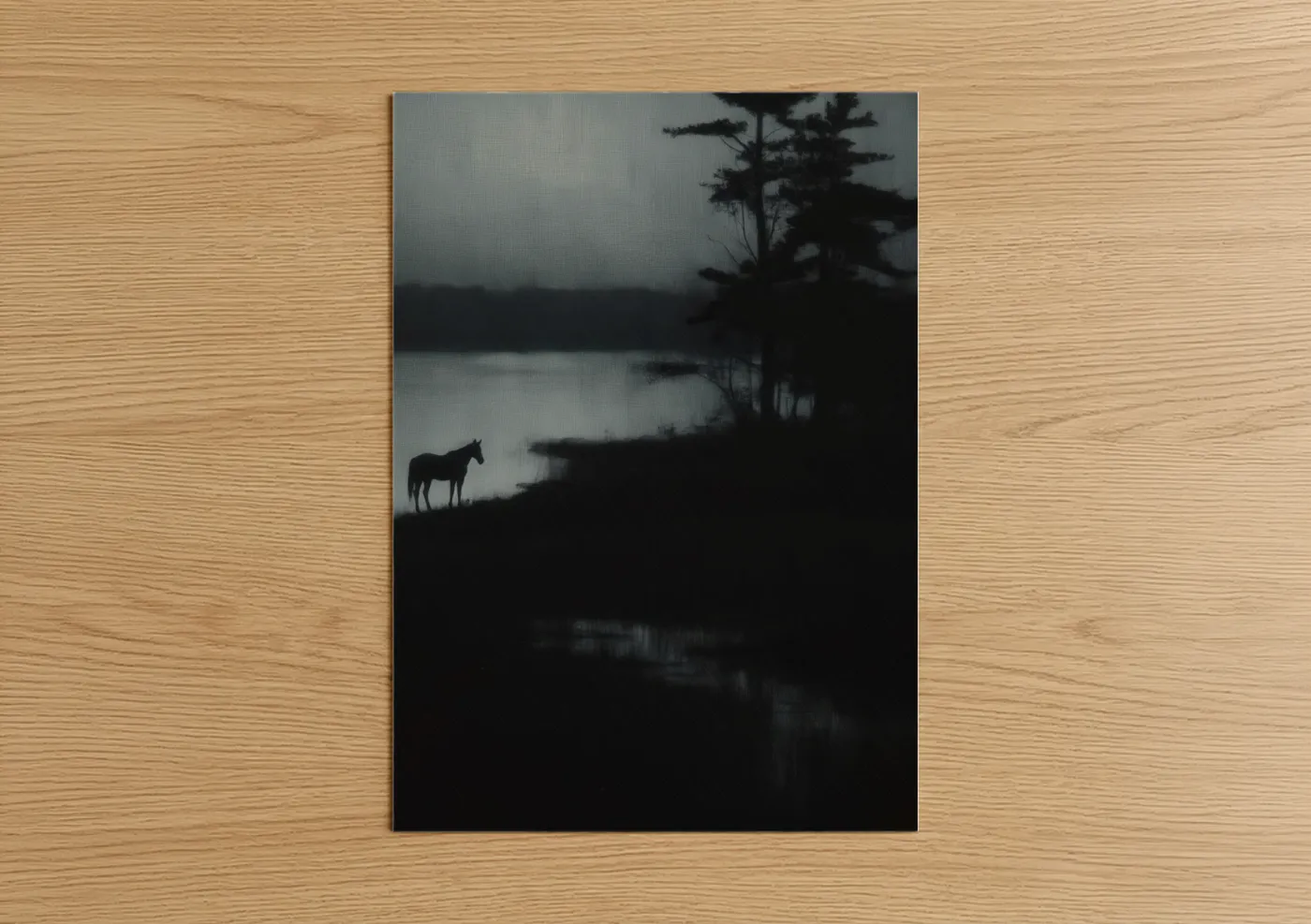 Thoroughbred Horse Misty Lake Silhouette Wall Art