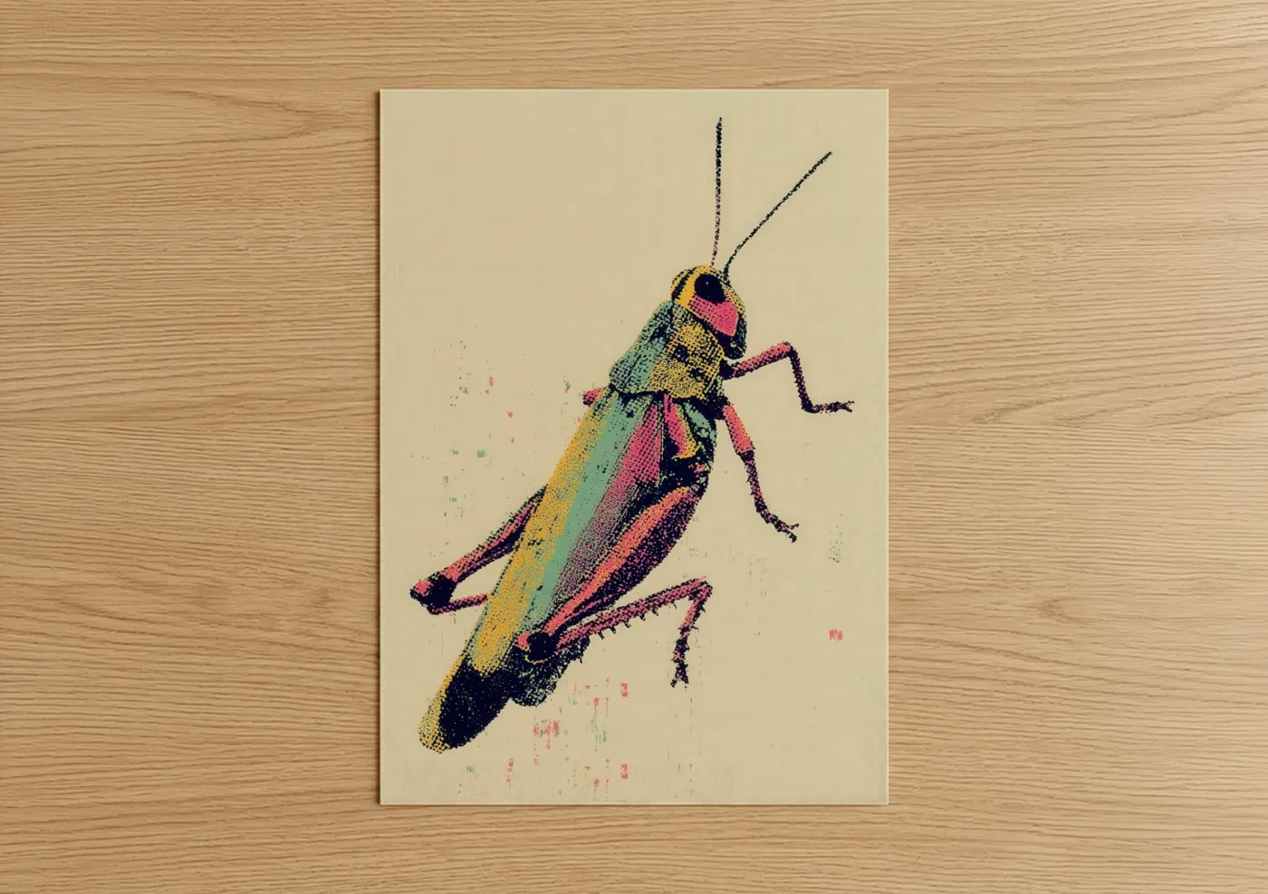 Rainbow Grasshopper Pop Art Illustration Wall Art