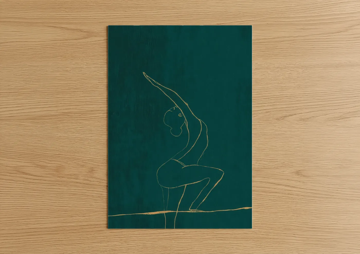 Yoga Pose Line Art Teal Wall Art