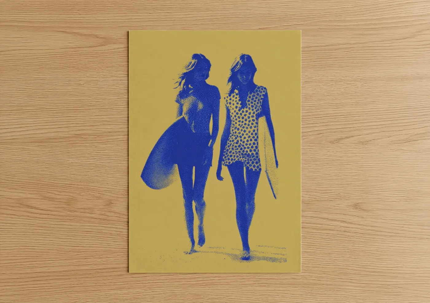 Retro surf girls pop art illustration Wall Art