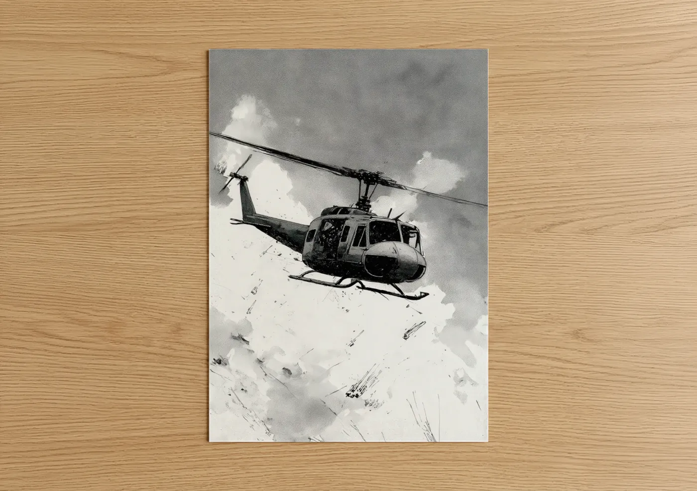 Alpine Rescue Helicopter Black White Wall Art
