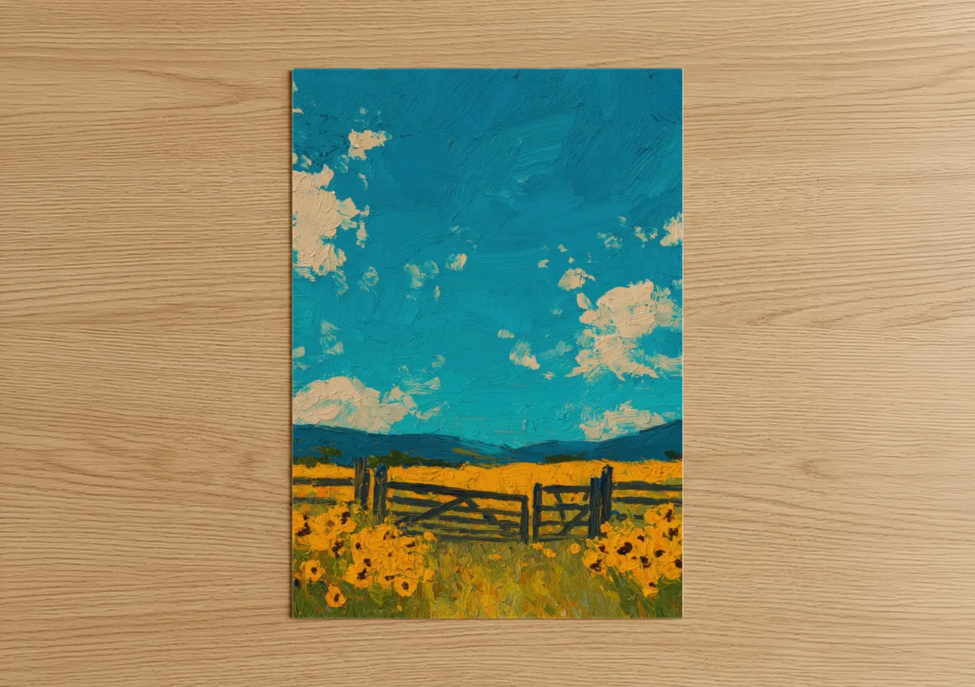 Sunflower Gate Countryside Landscape Wall Art