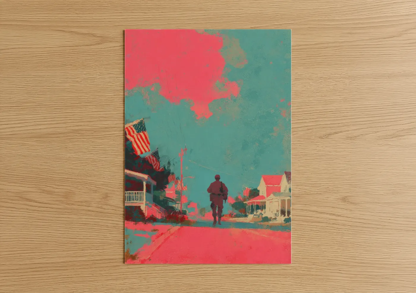 Patriotic Soldier Veterans Day Retro Wall Art