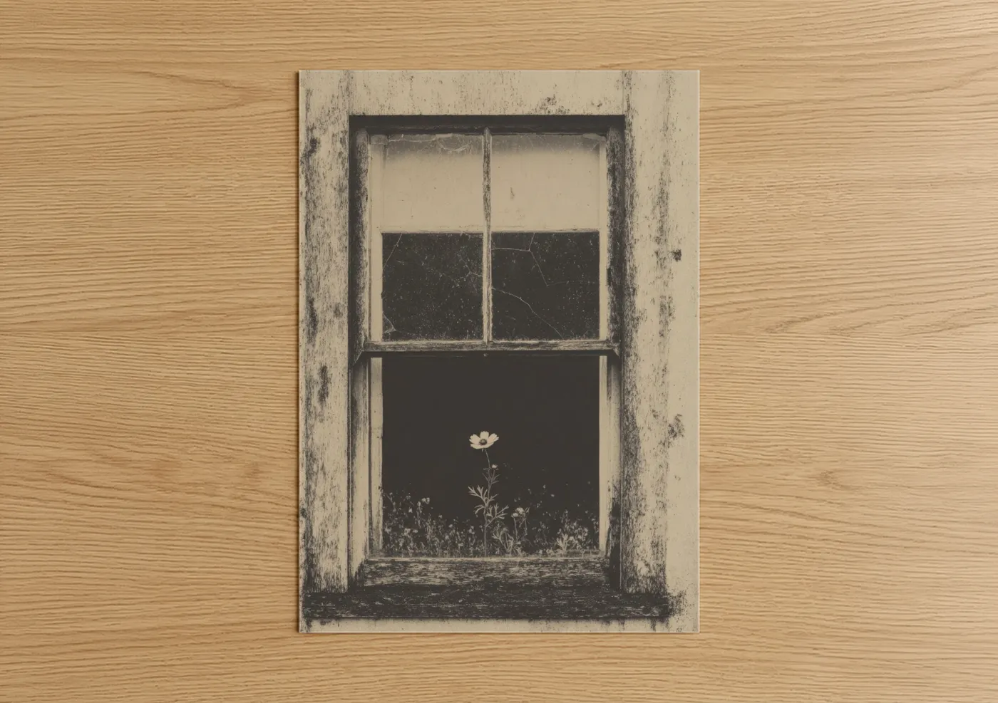 Abandoned Window With Solitary Flower Wall Art