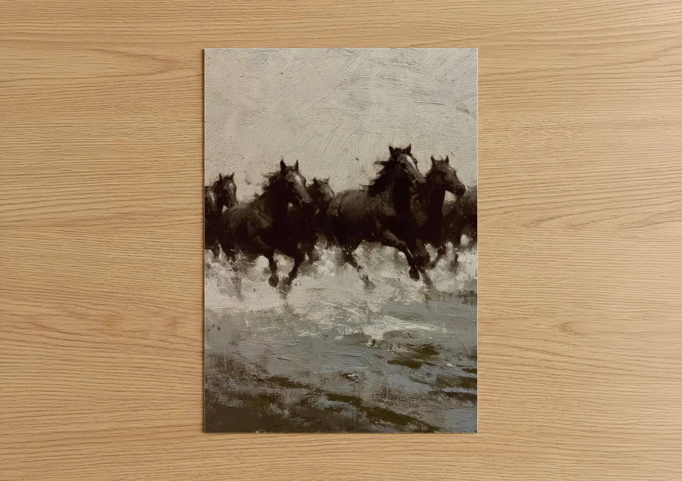 Wild Quarter Horses Running Water Wall Art