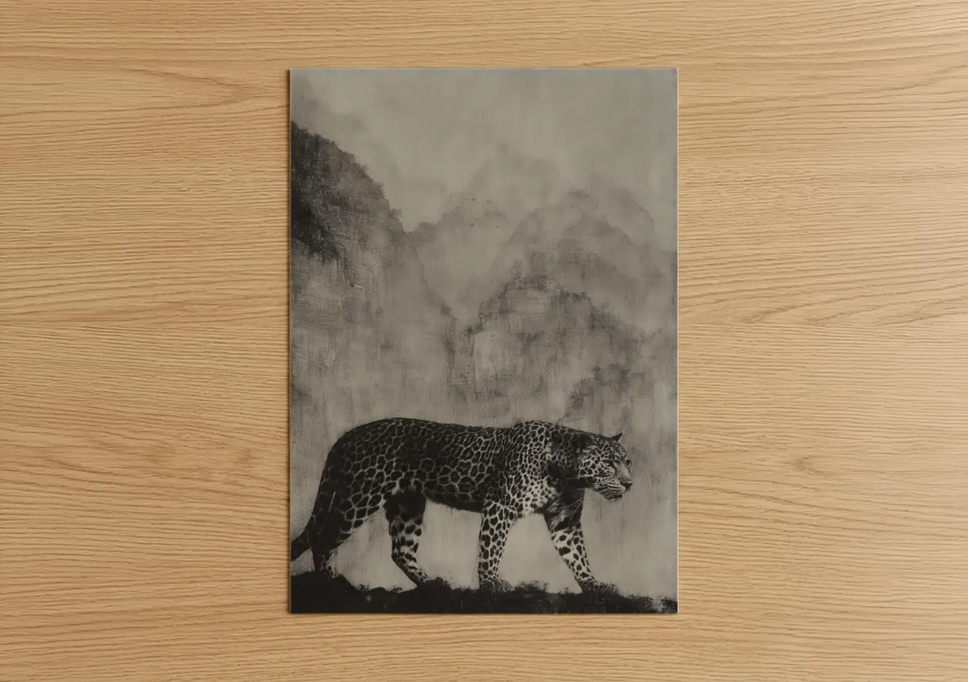 Misty Mountain Leopard Black White Wall Art