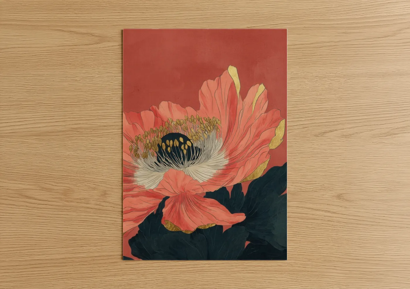 Coral Sea Anemone Botanical Illustration Wall Art