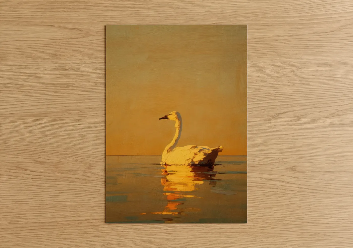 Golden Swan Sunrise Water Reflection Wall Art