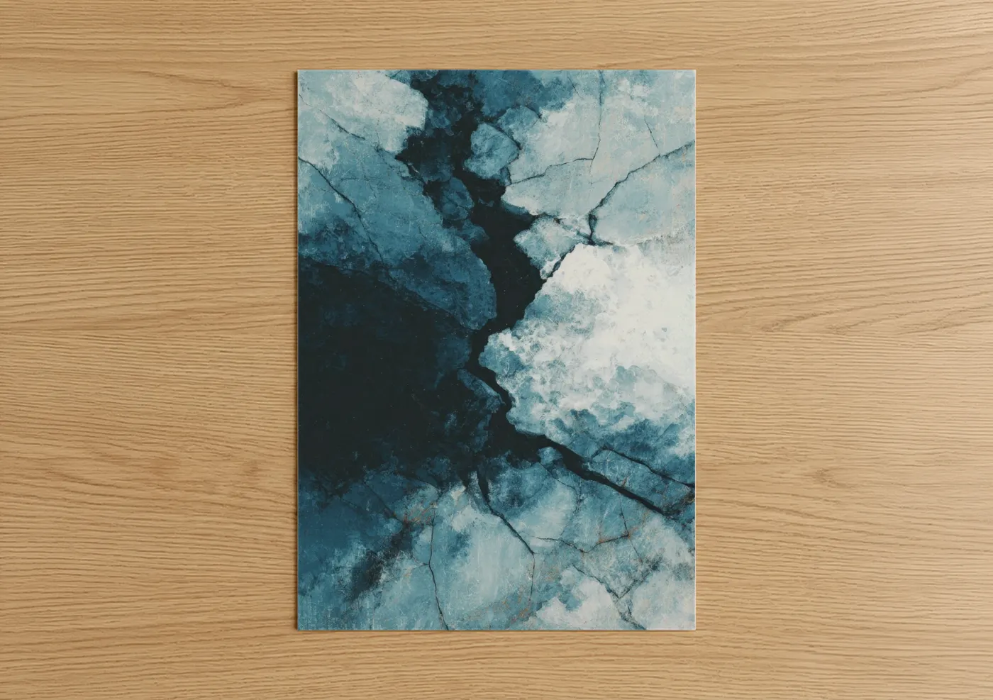 Frozen Glacier Ice Cracks Aerial View Wall Art