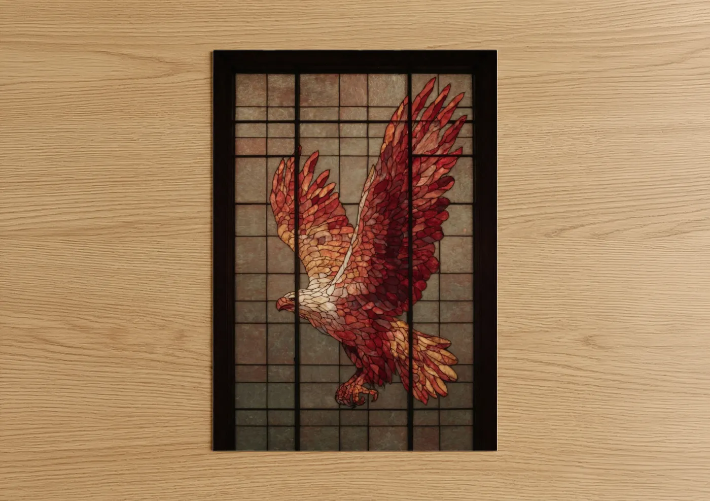 Crimson Griffin Stained Glass Wall Art