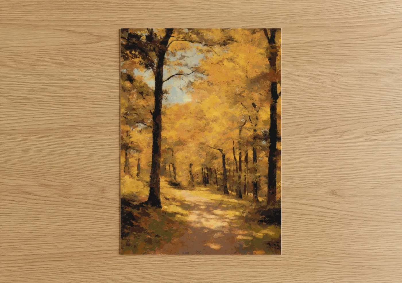Golden Autumn Forest Path Landscape Wall Art