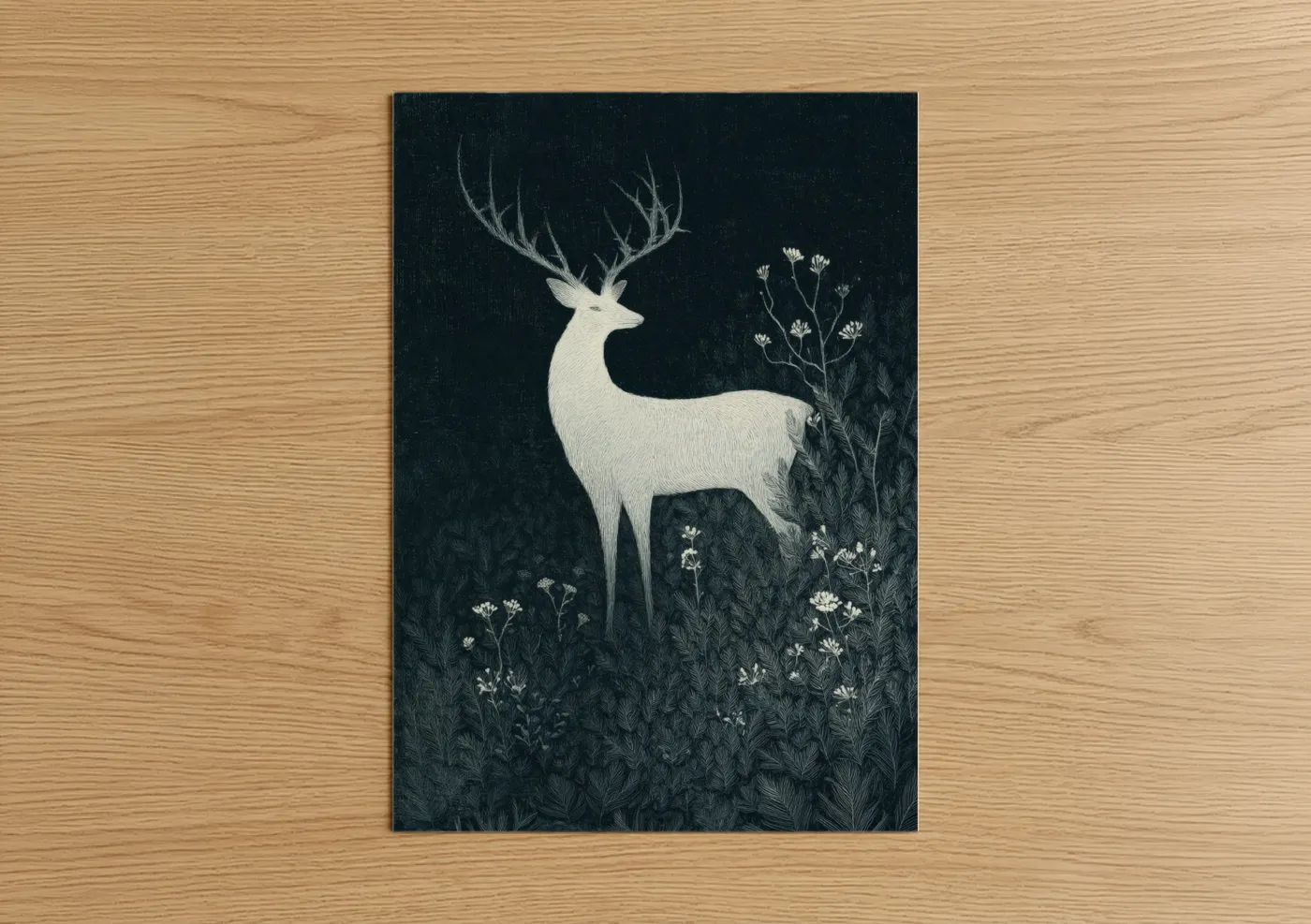 Ethereal Deer Fairytale Illustration Wall Art