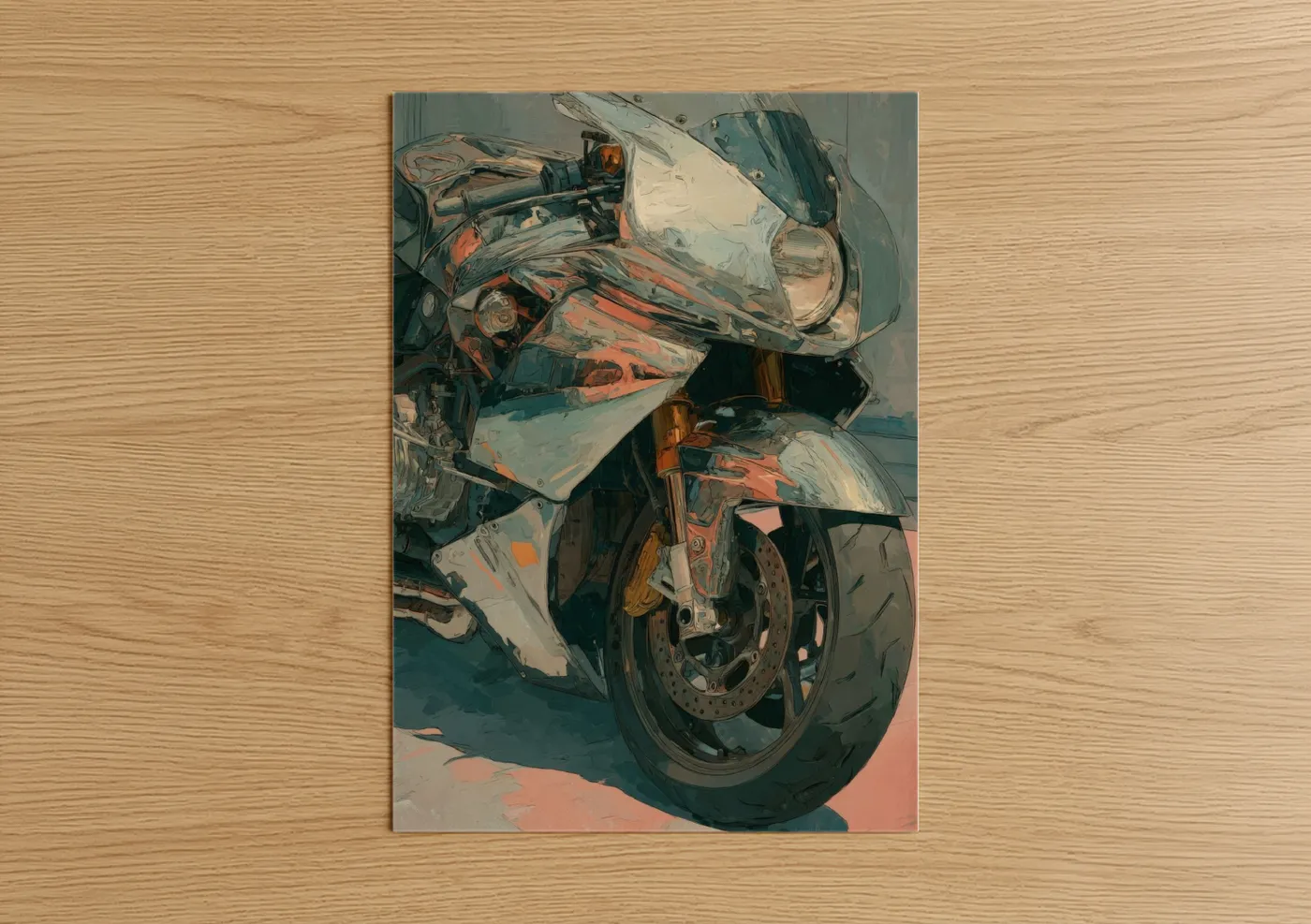 Vintage Motorcycle Red Sport Bike Art Wall Art