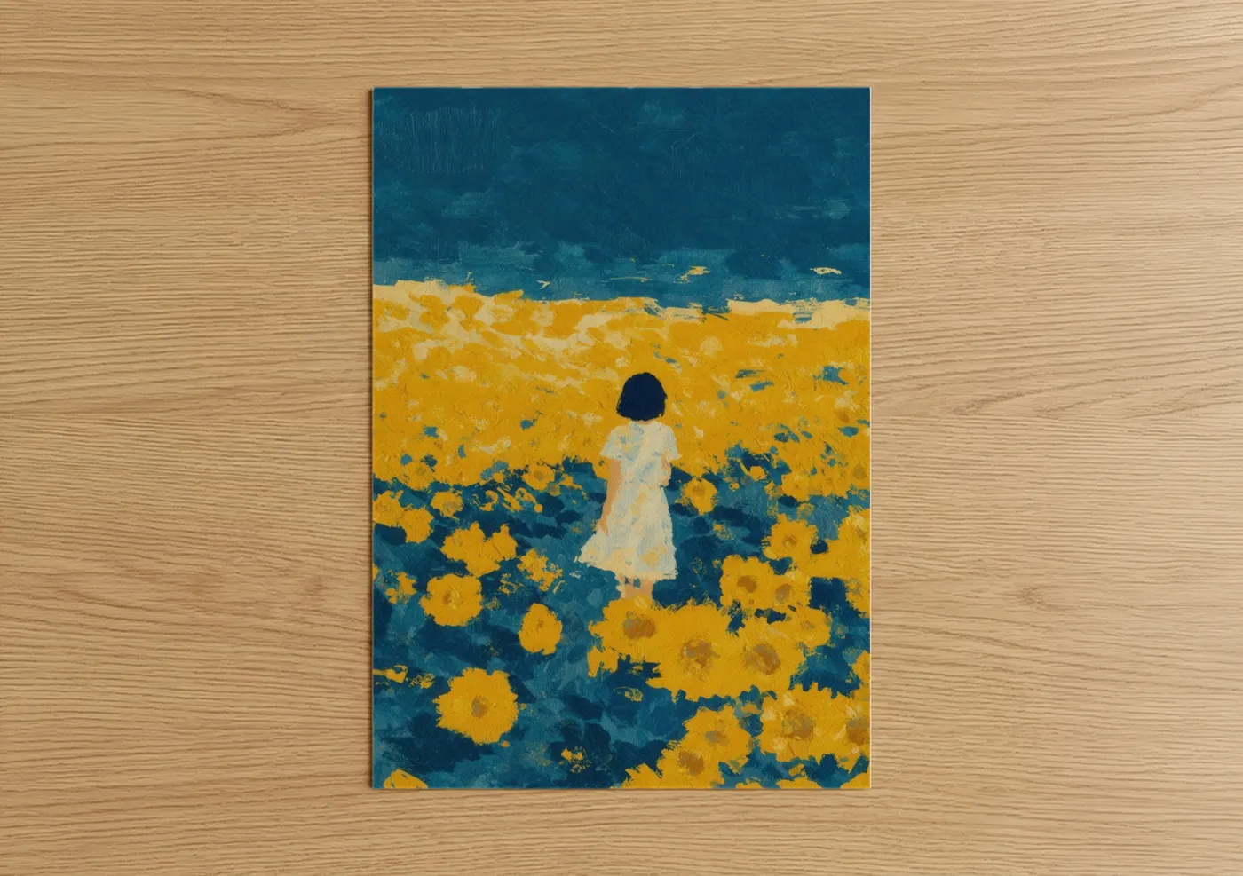 Girl in Golden Sunflower Field Wall Art
