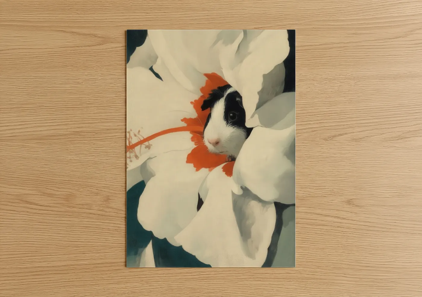 Floral Guinea Pig Illustration Wall Art