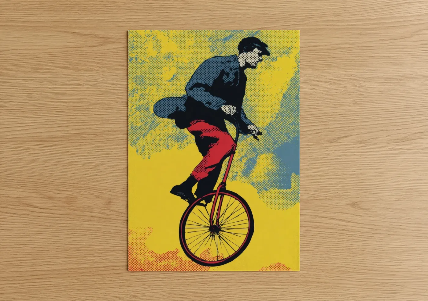 Acrobatic Unicyclist Pop Art Illustration Wall Art