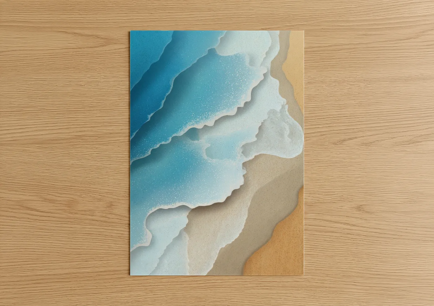 Coastal Beach Waves Aerial View Wall Art
