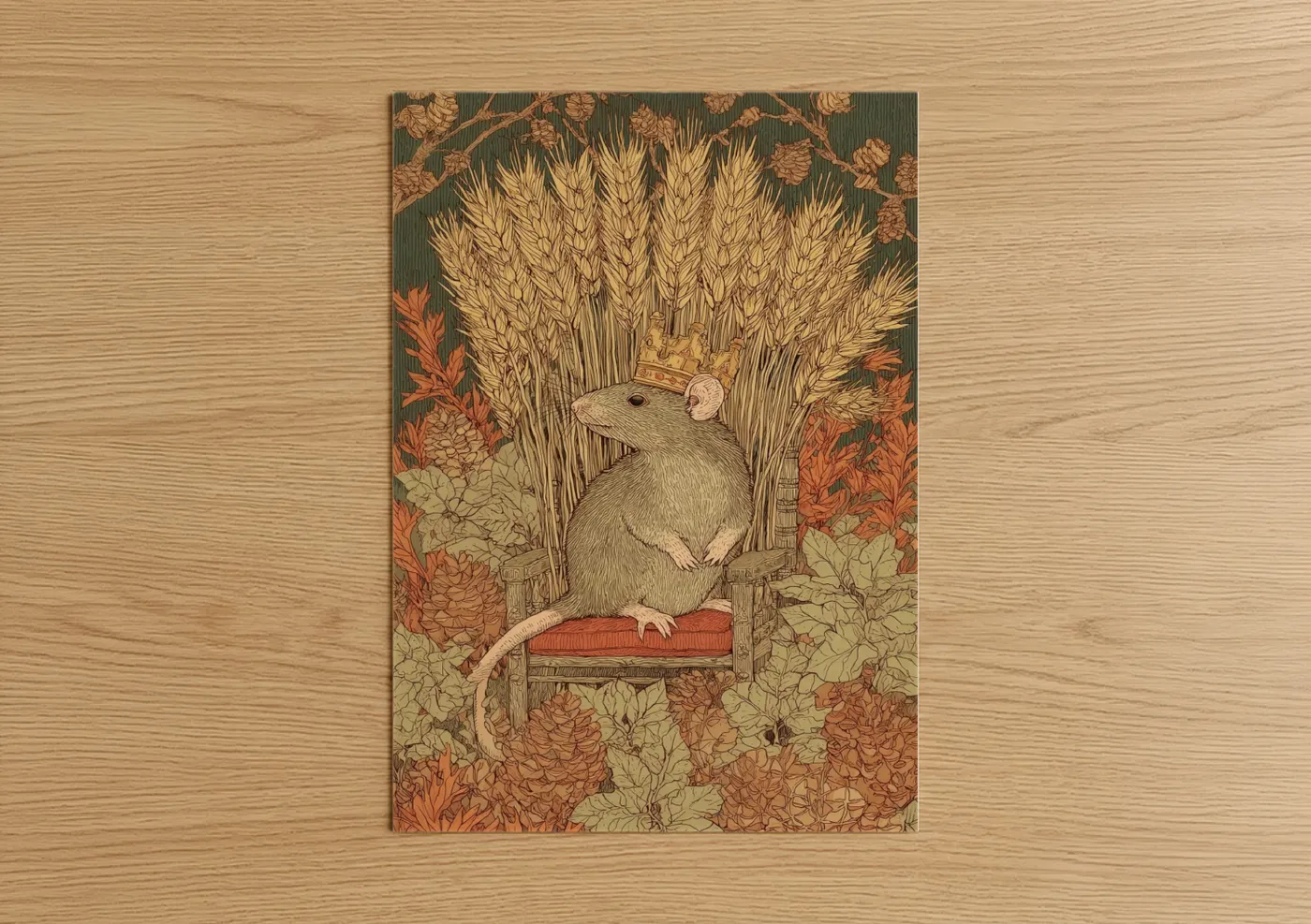 Seated Mouse Woodland Illustration Wall Art