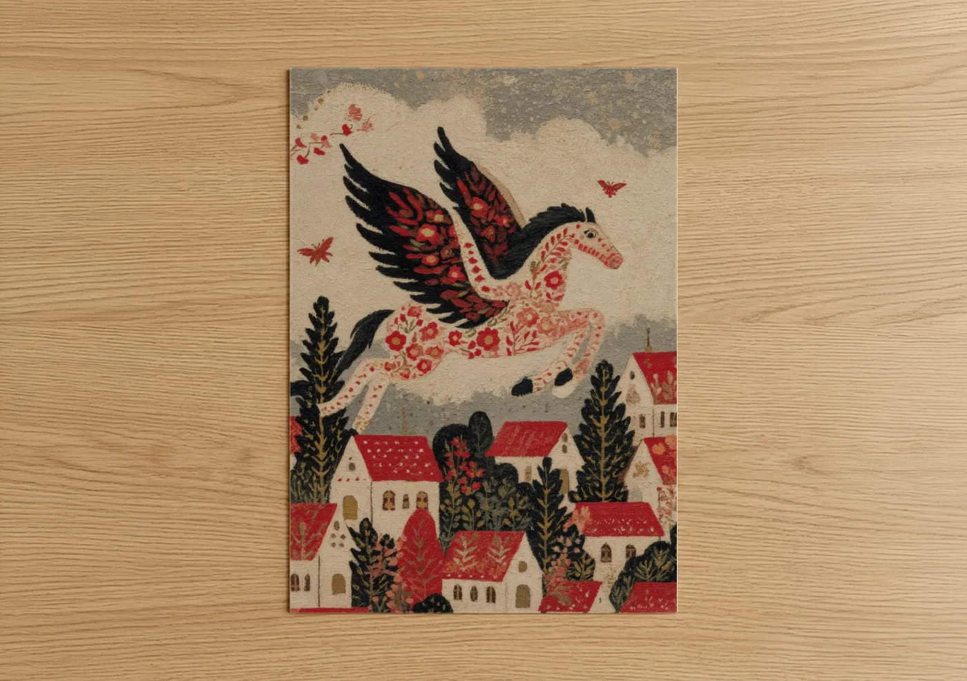 Crimson Pegasus Village Fairytale Wall Art