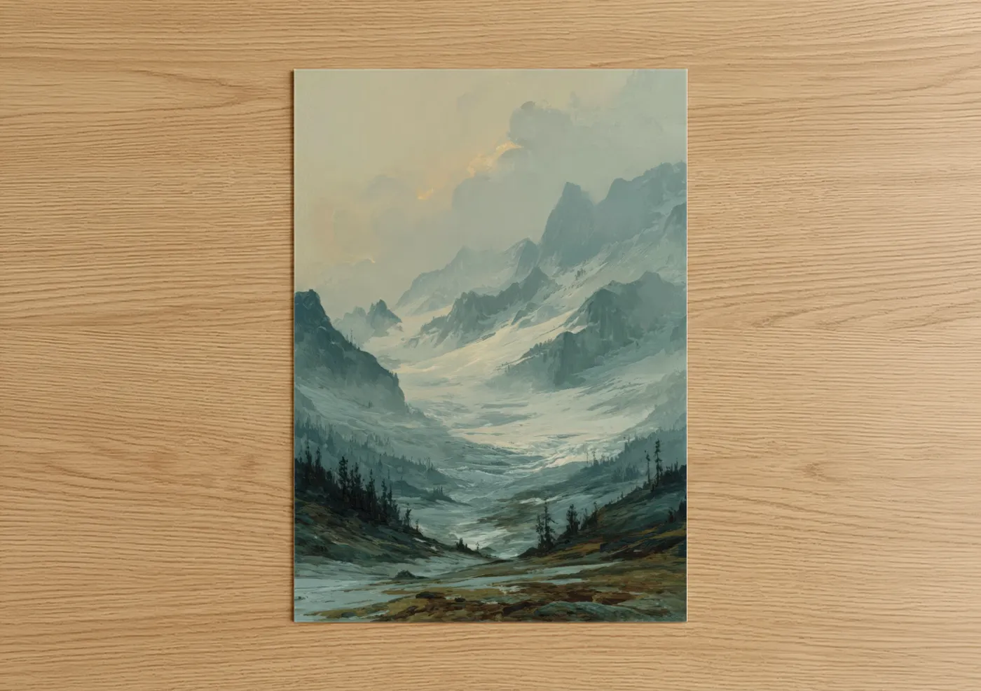 Alpine Glacier Valley Mountain Landscape Wall Art