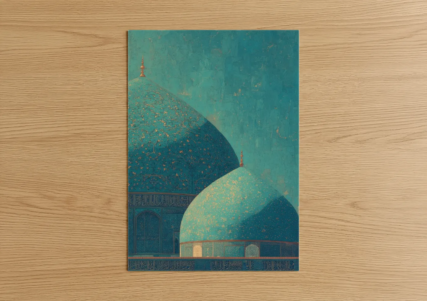 Turquoise Mosque Domes Gold Leaf Wall Art