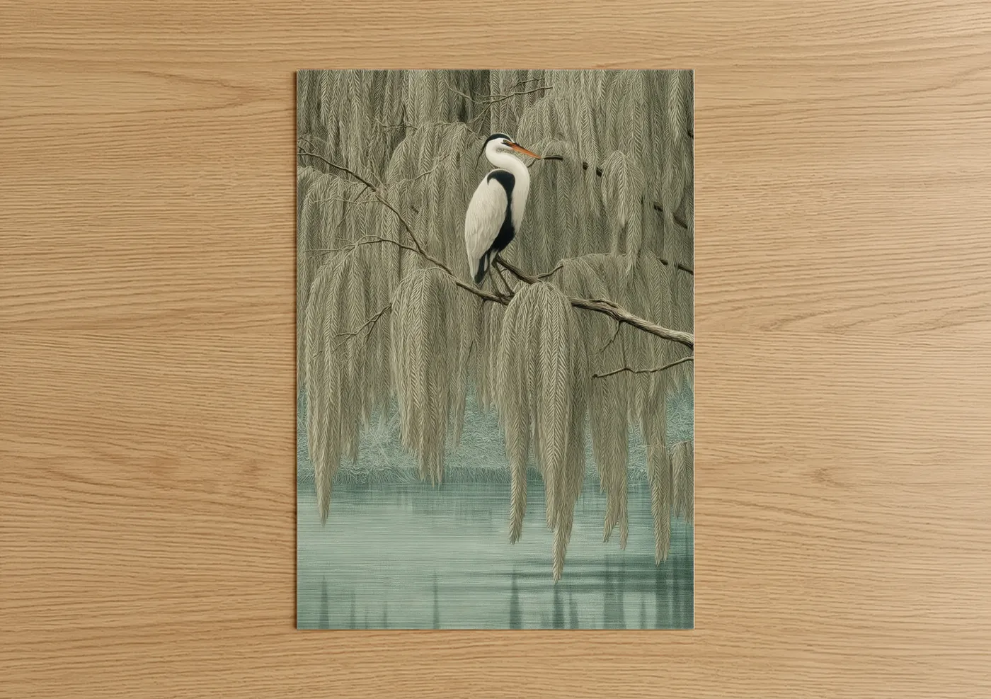 Willow Heron Watercolor Wildlife Wall Art