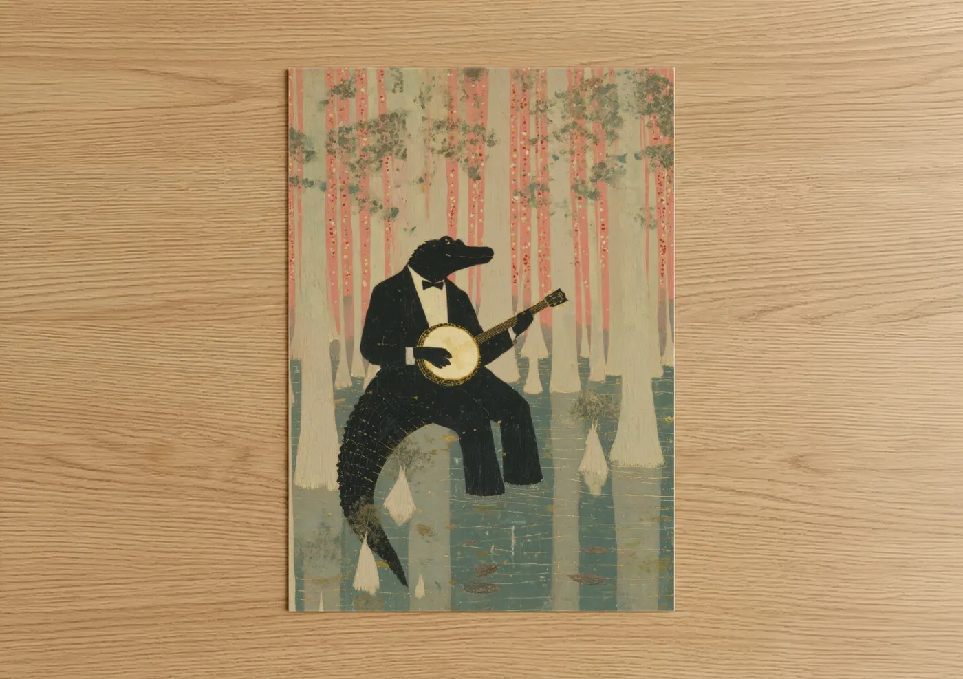 Dapper Alligator Banjo Player Mardi Gras Wall Art