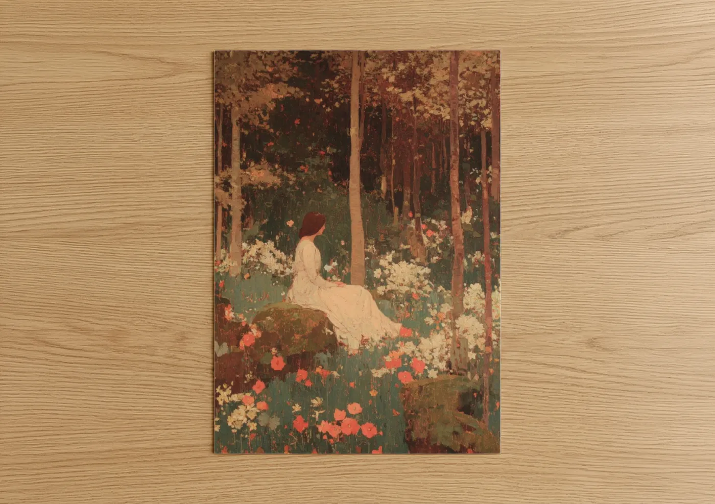 Woman in Flower Garden May Day Wall Art