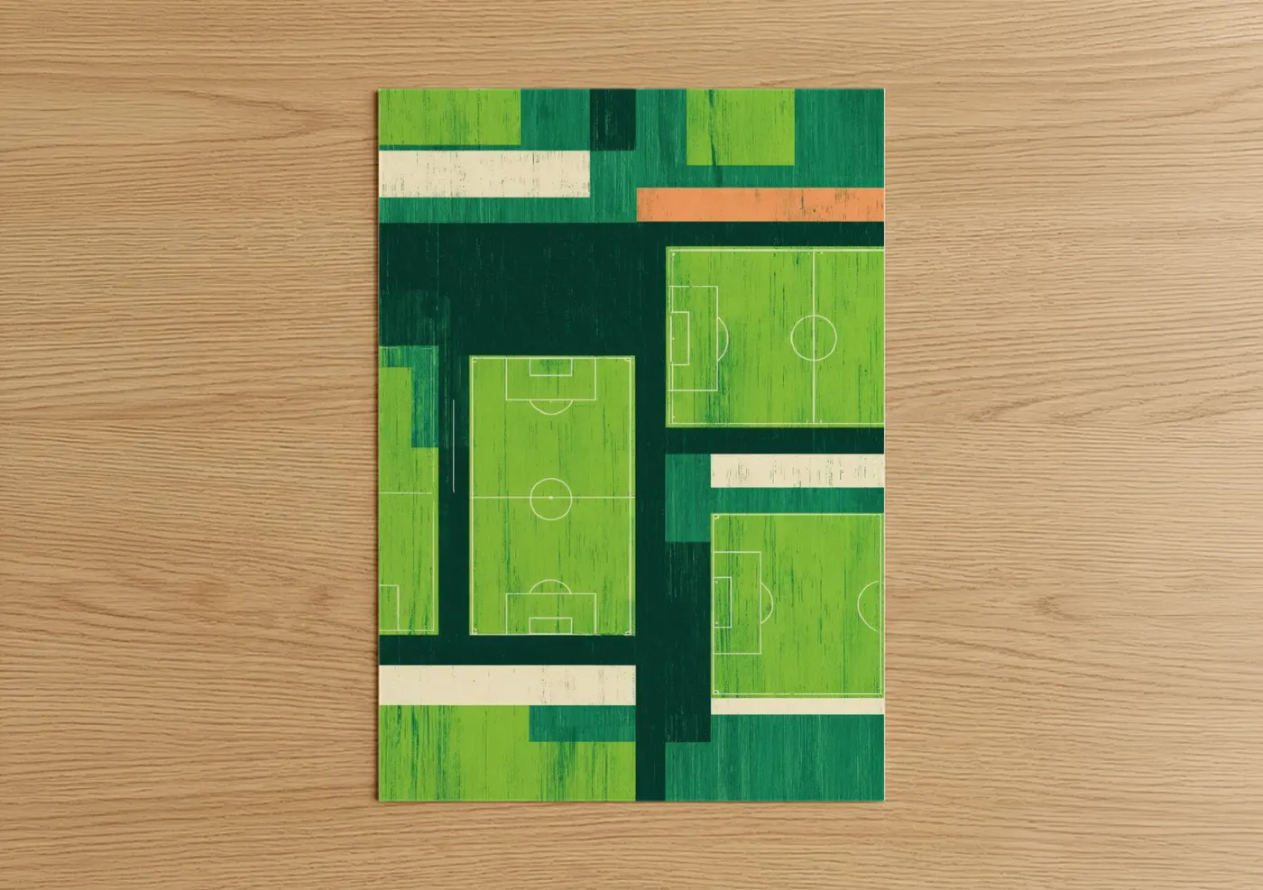 Soccer Field Geometry Abstract Art Print Wall Art