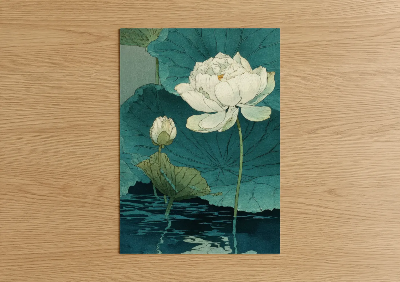 White Lotus Flowers Water Lily Wall Art