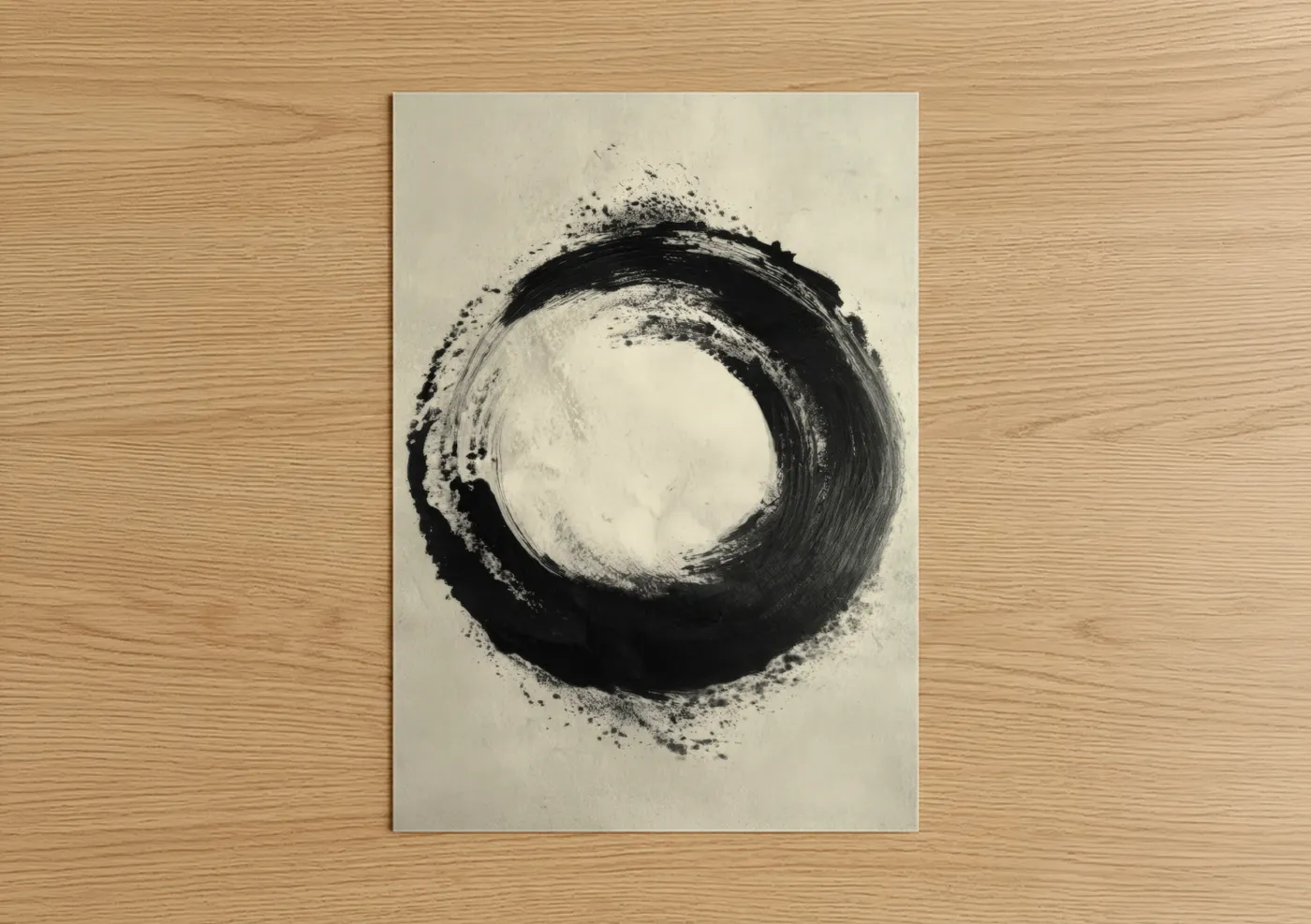 Enso Circle Black White Abstract Wall Art
