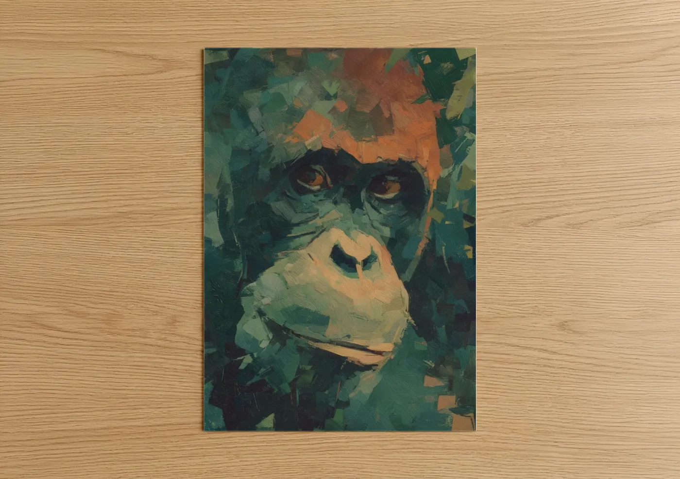 Contemplative Orangutan Abstract Portrait Wall Art