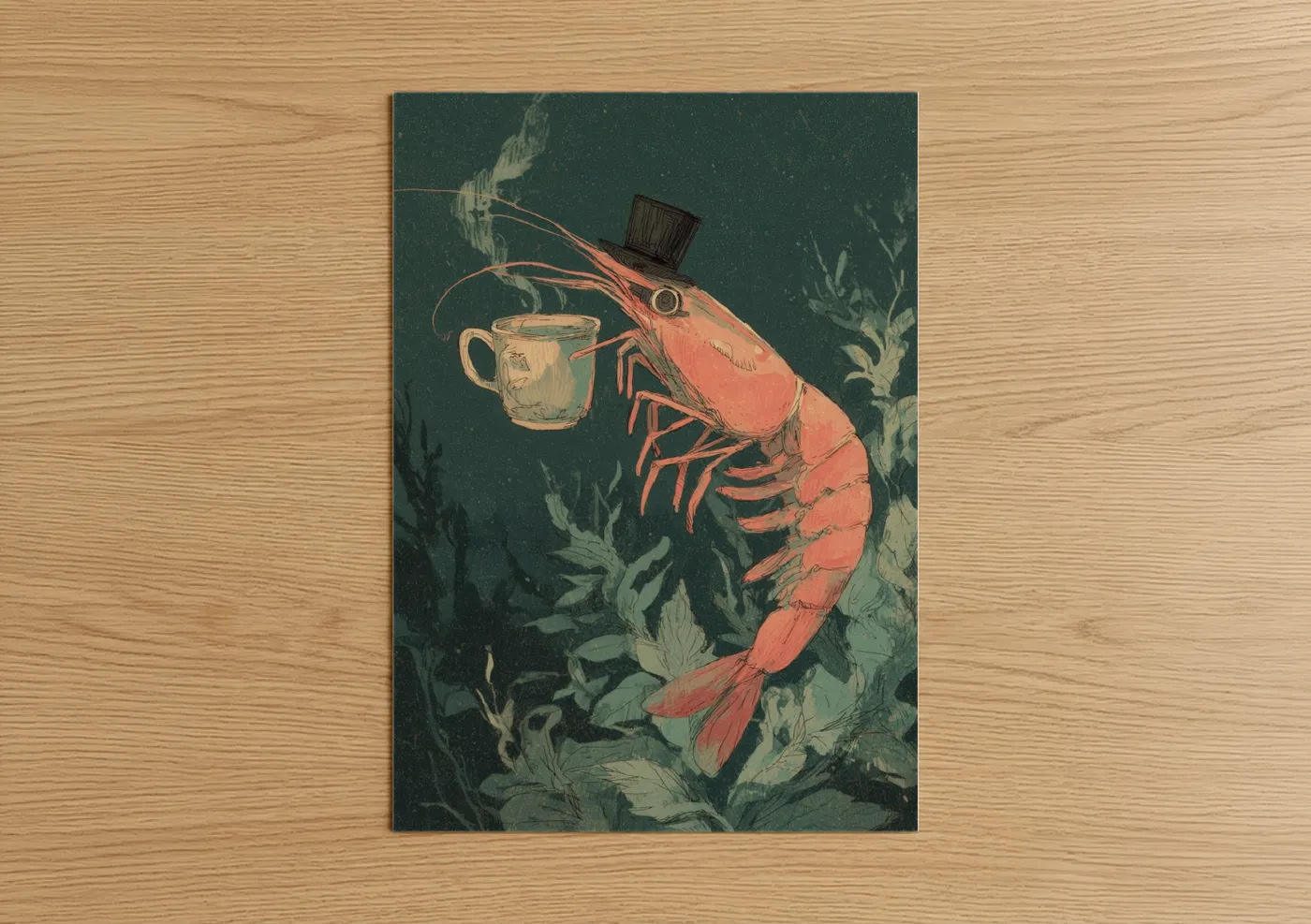 Dapper Shrimp Underwater Illustration Wall Art
