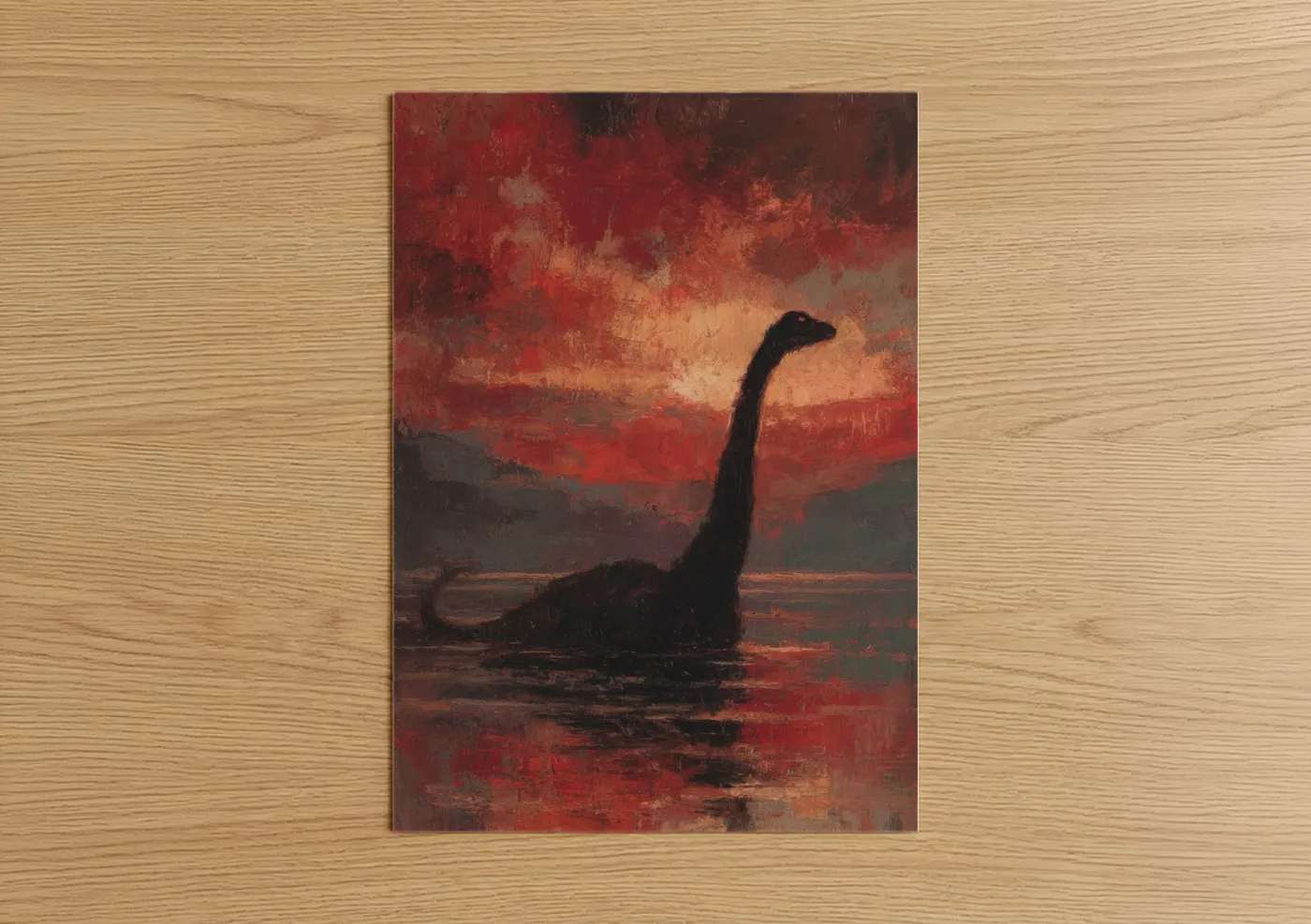 Loch Ness Monster Crimson Sunset Wall Art