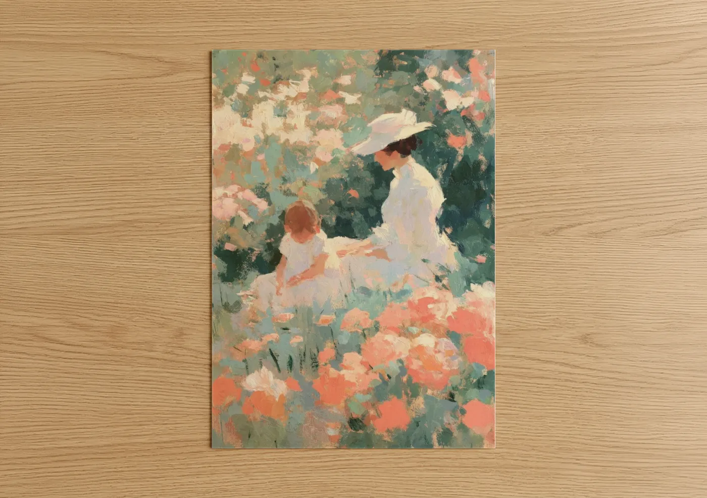 Mother and Child Garden Impressionist Art Wall Art