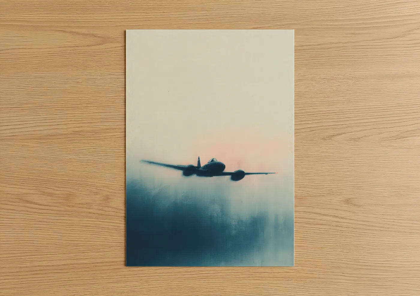 Misty Military Plane in Flight Wall Art