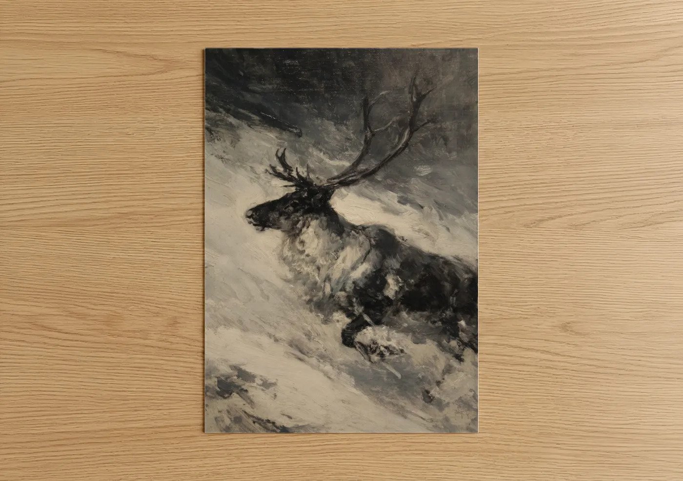 Snowy Reindeer Winter Expressionist Wall Art