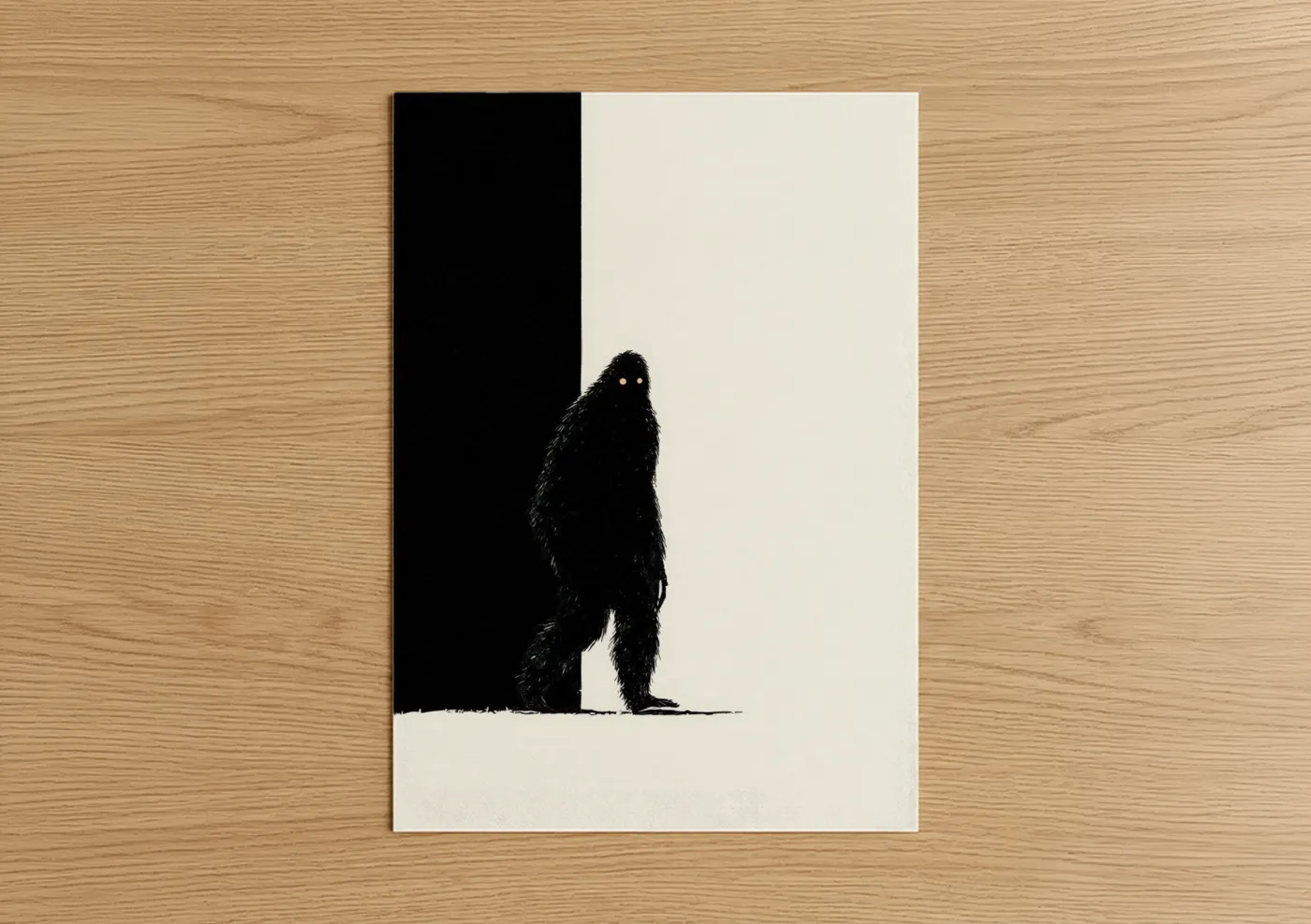 Solitary Yeti Silhouette Dark Wall Art