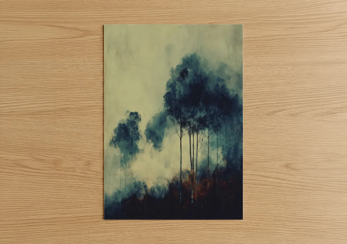 Misty Forest Silhouette Abstract Nature Wall Art