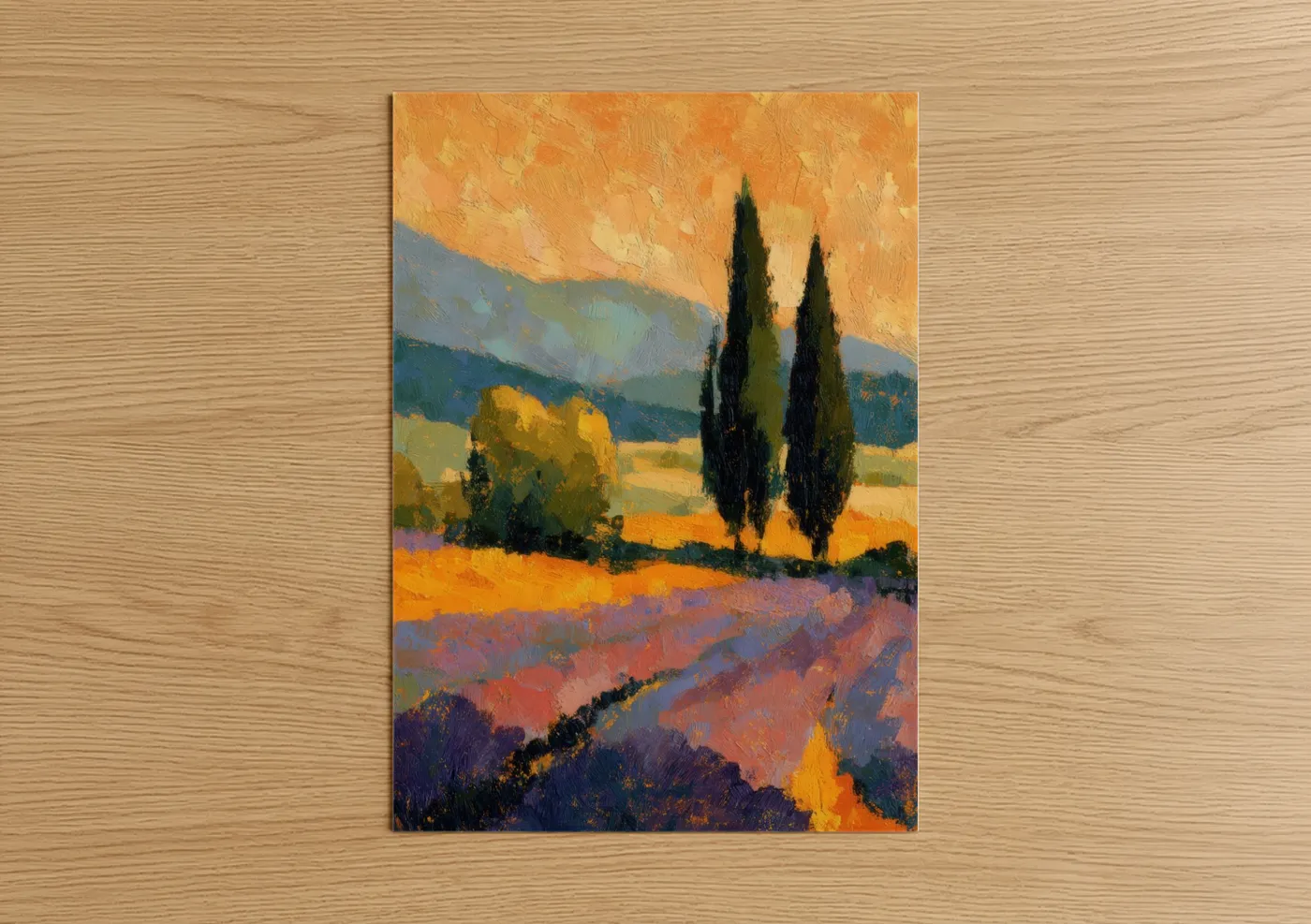 Tuscan Lavender Field Golden Sunset Wall Art