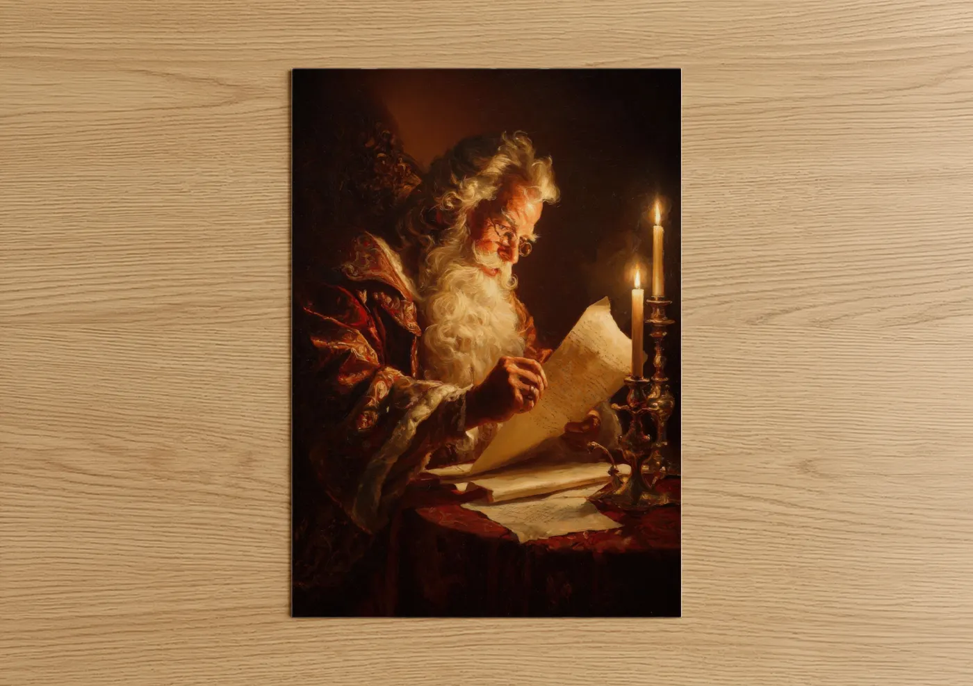 Santa Reading by Candlelight Christmas Wall Art