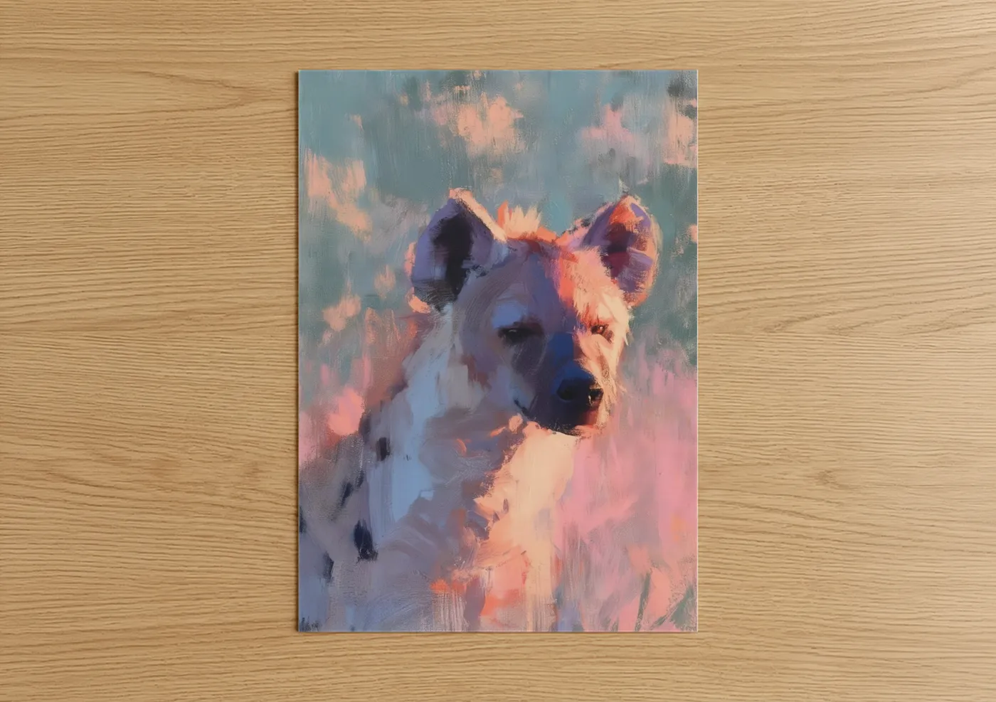 Golden Hour Hyena Portrait Watercolor Wall Art