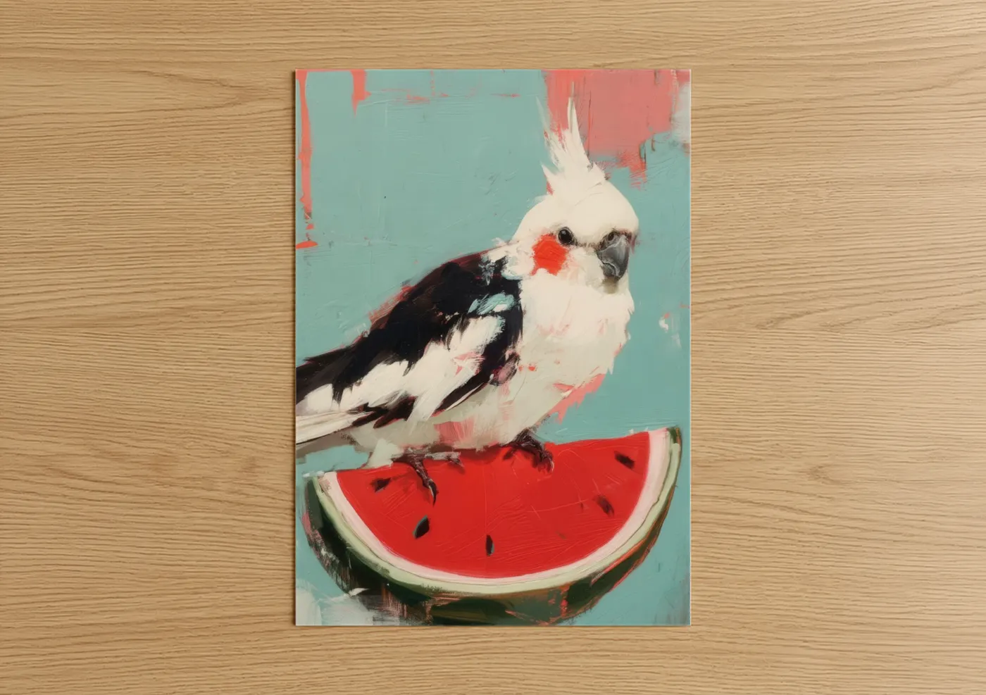 Watermelon Cockatiel Modern Wall Art