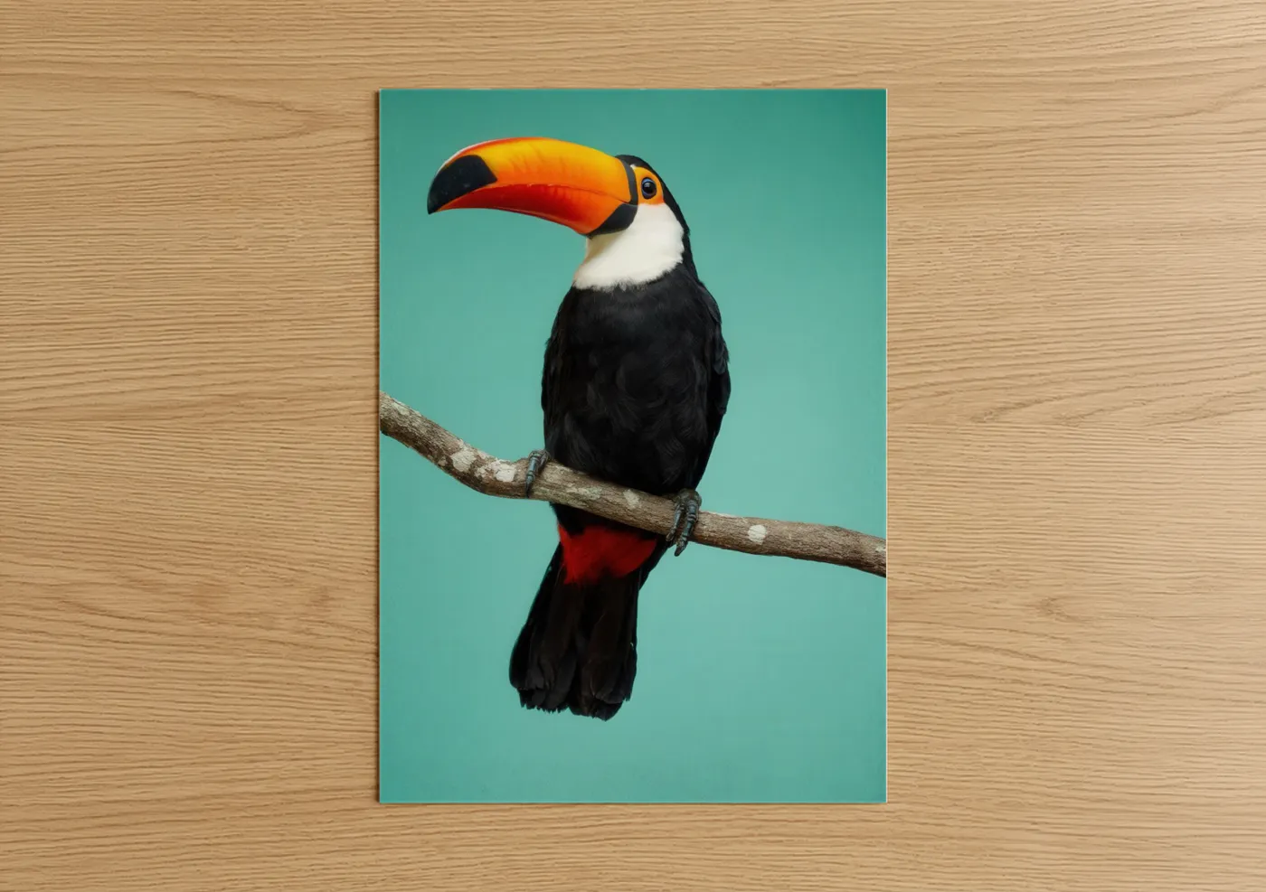 Vibrant Toucan on Branch Illustration Wall Art